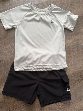 RBX Light Gray Tee and Black Athletic Shorts Set